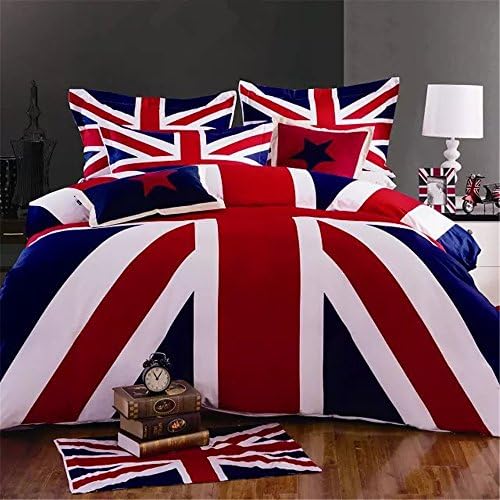 Auvo Bedding Set, UK/US Flag American United Kingdom Duvet Covet Set (Full/Queen, UK Flag)