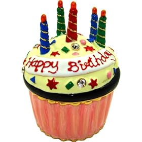  Objet DArt Release #415 Happy Birthday inch Birthday Cake Handmade Jeweled Metal & Enamel Trinket Box