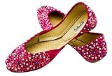Starlite Bridal-Wedding-Evening-Dress-Beaded-Diamante-Fashion-Flat-Shocking Pink-Khussa Shoes Pumps Size 3-8 -012