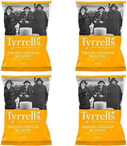 (4 PACK) - Tyrrells Mature Cheese &amp; Chives Potato Chips | 40 x 24g x | 4 PACK - SUPER SAVER - SAVE MONEY