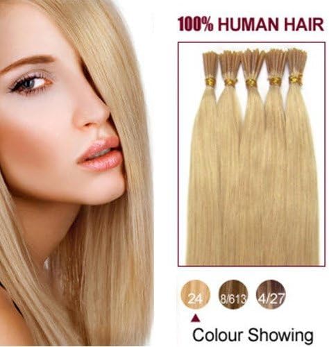 HairExtensionSale® 16"-22" Straight Micro Ring Links Locks Beads Keratin Stick I Tip Remy Human Hair Extensions Colors for Your Best Selection Volume [1 Set Weight: 40-50 Grams,120-150 Grams for Full Head]