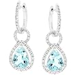 14k Gold Pear Shaped Aquamarine and Diamond Earrings