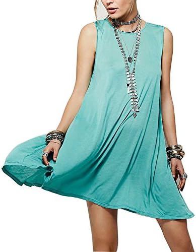 Women's Summer Loose plus size Round Neck Knit Sleeveless T-shirt Dress