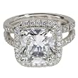 Platinum Cushion Cut Diamond Ring (GIA Certified 5.11 ct center, 5.95 cttw, I Color, VS1 Clarity), Size 6