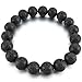 Men,Women's 12mm Energy Bracelet Link Wrist Energy Stone Lava Rock Black Buddha Mala Bead