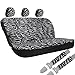 OxGord® 21pc Set of Zebra Print Car Seat Covers w/Deluxe Velour Animal Carpet Floor Mats, Steering Wheel Cover & Shoulder Pads - Airbag Compatible - Front Low Back Buckets - 50/50 or 60/40 Rear Split Bench - Universal Fit for Cars, Truck, SUV, or Van, Charcoal Gray