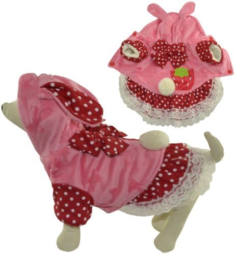 Dogloveit Cutie Pet Puppy Cat Dog Costume Cosplay Strawberry Rabbit Dog Custome Warm Dog Clothes for Puppy and Small Dog Cat