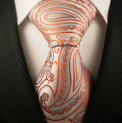 Neckties by Scott Allan, 100% Woven Mens Tie, Orange and Blue Paisley Neckties,