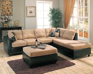 Harlow Right L-Shaped Two Tone Sectional Sofa and Ottoman by Coaster
