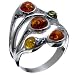 Certified Genuine Multicolor Amber and Sterling Silver Band Ring Sizes 5,6,7,8,9,10,11,12.