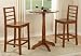 East West Furniture LILYSET-BRN Lily Pub 3-pc Set- Round Table with 2 drop leaf and 2 stools - Brown