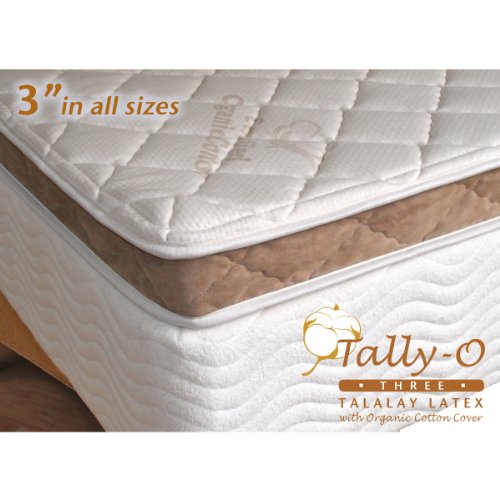 3 Inch Pure 32 ILD Talalay Latex Foam Mattress Pad with Organic Cotton