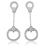14k White Gold Circle Tulip Drop Diamond Earrings (H-I, I, 0.75 carat)