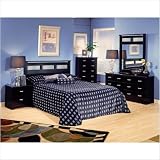 Camden Headboard and Nightstand Set in Gloss Black