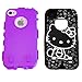 Hello Kitty Hybrid Case for iPhone 4 4G 4S Purple High Impact Cute Bow Cover + Free Front/Back Screen Protector & Stylus