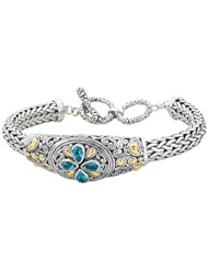 Greg Anthony Bali 18K & Silver Blue Topaz Adj. to 8.5 in. Bracelet