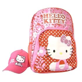 Hello Kitty Garden Large School Backpack with Baseball Hat Backpack Bundle Gift Set by 