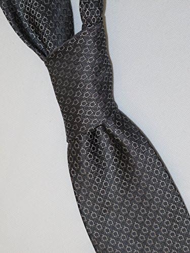 Salvatore Ferragamo Charcoal Gray and Silver Gancini Silk Neck Tie