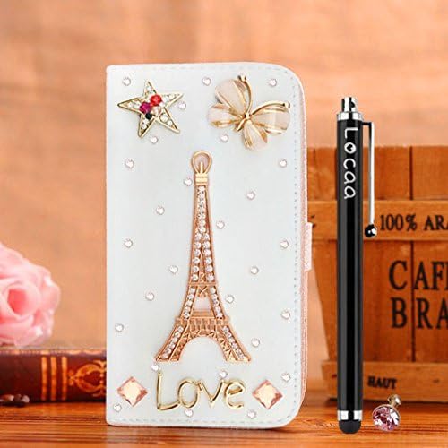 Locaa(TM) Samsung N7506 Galaxy Note 3 Neo (Not Note3) 3D Bling Cases Luxury Crystal Pearl Diamond Rhinestone Eyecatching Beautiful Leather Retro Support bumper Cover Card Holder Wallet Case - [General series] ice cream