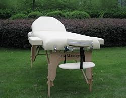 77" Long 3" Pad Cream Portable Reiki Massage Table with Free Adjustable Head Rest and Carry Case