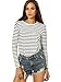 SheIn Women's Fall Round Neck Long Sleeve Striped T-Shirt