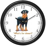 Rottweiler Dog Cartoon or Comic - JP Animal Wall Clock by WatchBuddy Timepieces (Slate Blue Frame)