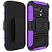 Moto G (1st Gen.) Case, EC™ Hybrid Kickstand Shock Absorbing Case, High Impact Dual Layer Holster Case with Locking Belt Swivel Clip for Motorola Moto G (1st Generation Only) (Black/Purple)