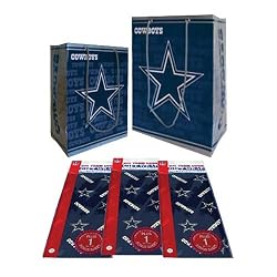 Dallas Cowboys NFL Gift Bags (2 Large,1 Medium) & Flat Gift Wrap (2) Combo Pack #1