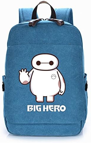 Durable anime rucksacks Big Hero 6 Baymax blue canvas backpack for students