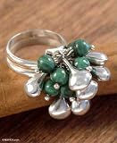 Malachite ring, 'Raceme' 7.0 (US Ring Size)