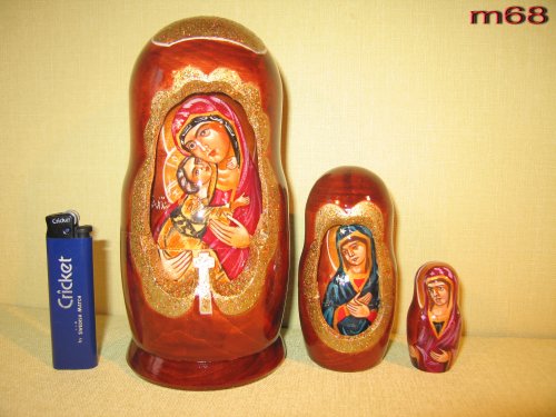 Childrens Toyshop  Toys : Russian Nesting Doll 3 Pcs Madonna with Child #m68