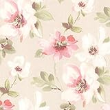 Brewster 2532-20447 Lynette Watercolour Floral Wallpaper, Rose by Brewster