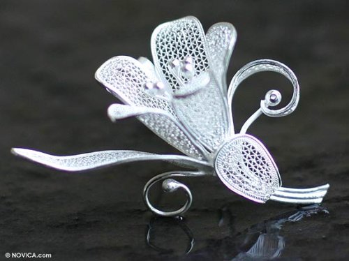 Brooch 'Silver Tulip' 1.6 W 2 L