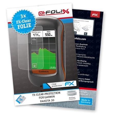 atFoliX FX-Clear Invisible screen protector for Garmin Dakota 20 / Dakota20 - Ultra clear screen protection! Highest Quality - Made in Germany!