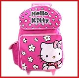 Sanrio Hello Kitty Rolling Backpack Flower World School Bag Pink