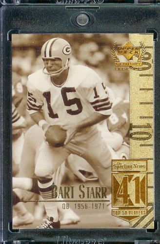 1999 Upper Deck Century Legends # 41 Bart Starr Green Bay Packers Football Card- Mint Condition - Shipped In Protective ScrewDown Case!
