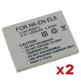 2PKS FOR NIKON ENEL8 EN-EL8 COOLPIX BATTERY S1 S2 S6 S9 by eforcity