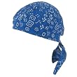 New Blue Print Sewn - Fitted Molded Pirate Bandana Bandanna, Biker Skull Hat Cap, Head Scarf