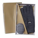 Ear Mitts® and Great Gloves!TM Gift Set: Heather Grey KNIT Gloves with Heather Grey Ear Mitts® (Solid or USA) (Small, Heather Grey)