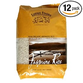Lotus Foods Organic Jasmine Rice, Aromatic Long-grain Rice 32 Ounce Bags (Pack of 12)