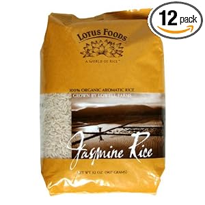 Lotus Foods Organic Jasmine Rice, Aromatic Long-grain Rice 32 Ounce Bags (Pack of 12)