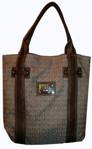 Guess Purse Handbag Tote Founders Tote Brown Signature Print