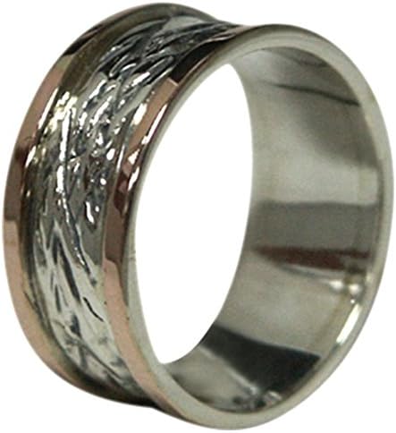 Unisex 9k Rose Gold 925 Silver band Ring Quality Wedding Designer Anniversary Size 9