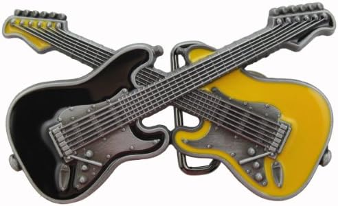 Hogar Zinic Alloy Music Belt Buckle Guitar Buckles Color Black And Yellow