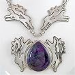 Southwestern Native American Deer or Elk Necklace in Sterling Silver and Sugilite by Dan Nieto, #452