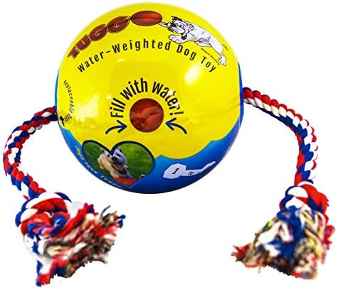 Tuggo Dog Toy, Med Water Weighted 7-inch Durable Plastic Exercise Tug-of-war Ball with 3ft Replaceable Rope (Pink) Fillable