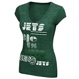 NFL Women's New York Jets Victory Play III Short Sleeve Deep V-Neck Tri-Blend Tee (Tri Green Heather, Medium)
