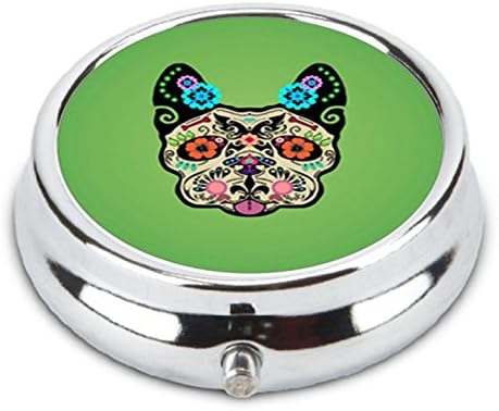 Sugar Skull Frenchie - Green Image Rectangle Custom Diy Pill Box Pill Case Stainless Steel Medicine Organizer Harper Lee Book Cover Art