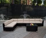 Genuine Ohana Outdoor Patio Sofa Sectional Wicker Furniture 8pc Couch Set with Free Patio Cover