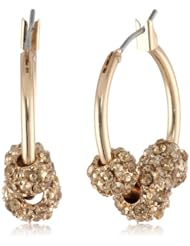 Anne Klein "All that Glitters" Gold-Tone and Topaz Floating Fireball Cluster Hoop Earrings
